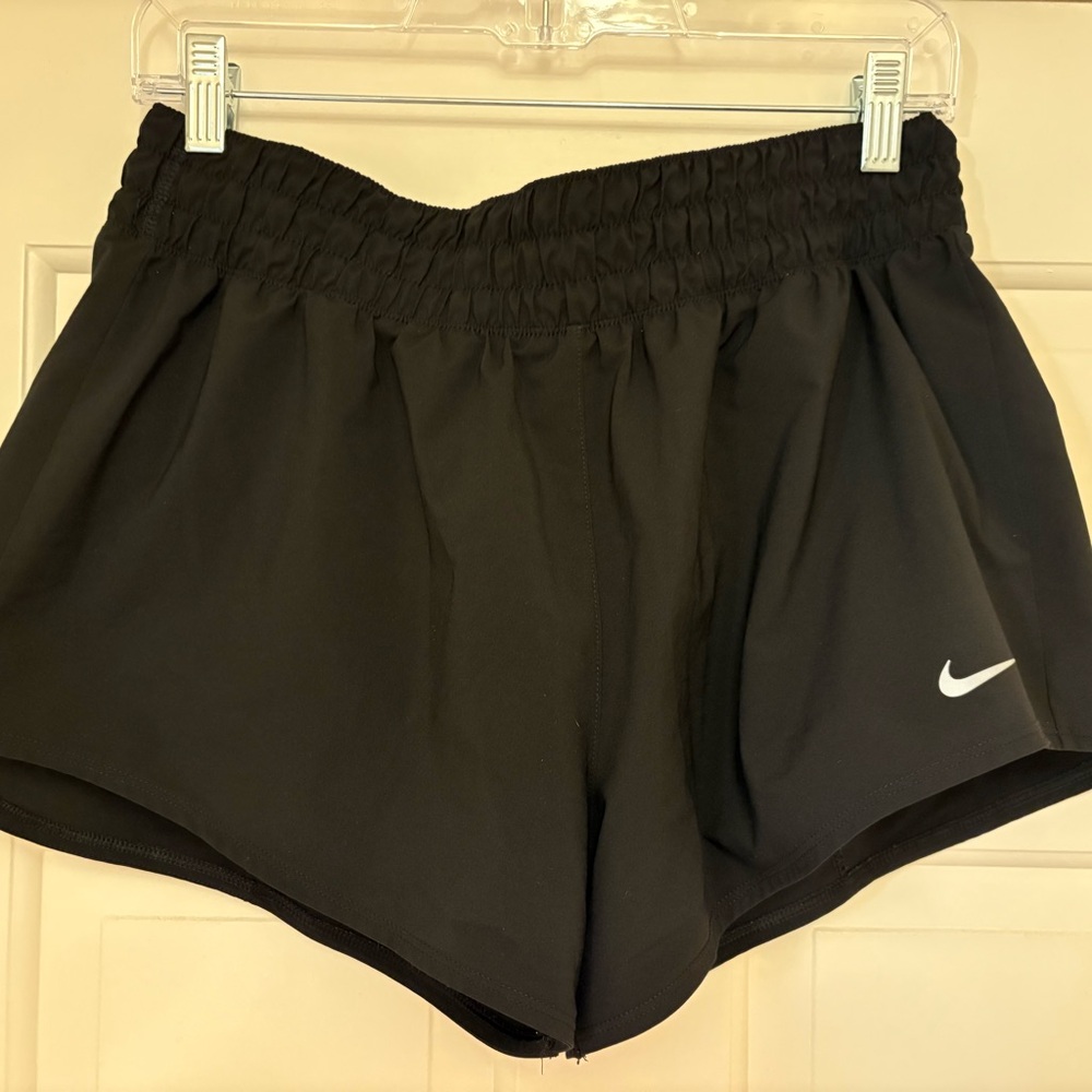 Nike Women's Black Athletic Shorts with White Logo
